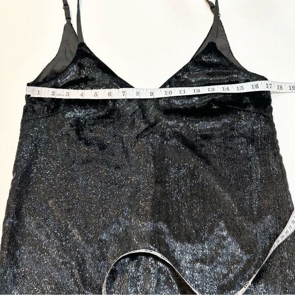 MinkPink Black Mini Dress Shimmer Double V-Neck, Size XS - Picture 10 of 11